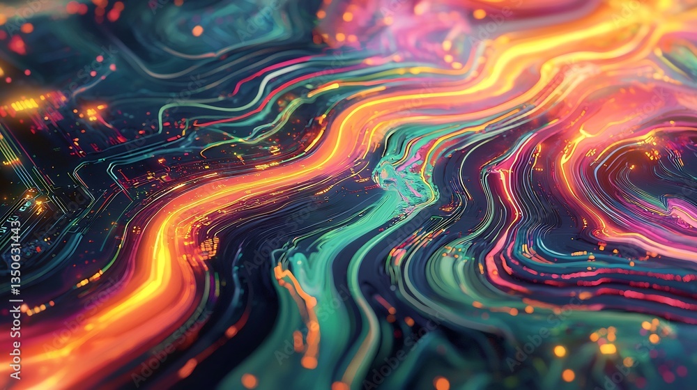 Aufkleber glowing network lines abstract technology background with circuit board detail