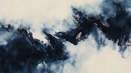 Obraz premium Abstract Blue Ink Wash Painting. (1)