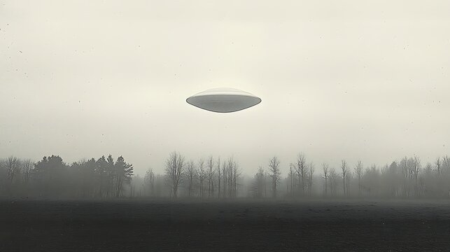 UFO over foggy field.