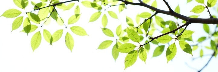 Isolated branches of a tree on white background, white, leaf