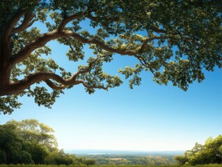 Obraz premium Lush tree canopy framing distant view