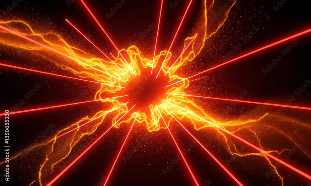 Poster abstract red and orange energy explosion with dynamic lines