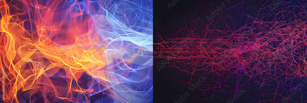 Fototapete visualizing the structure and dynamism: a comparative graphic of javascript vs typescript