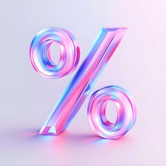 3d render of a percent symbol on a pink background