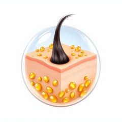 Close-up of Skin with Hair Follicle and Nutrients