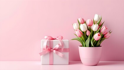 pink tulips in a vase