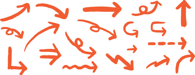 手書きの赤い矢印ベクターセット