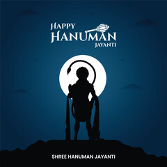 Creative illustration of Hanuman Jayanti, celebrates the birth of Lord Sri Hanuman with "Shree Hanuman Jayanti" Hindi text
