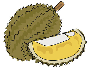 Durian in a continuous line drawing on a white background.
