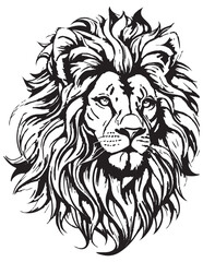 Obraz premium Lion Line Art Black Line Art Lion Illustration Minimalist Wild Animal Drawing Design
