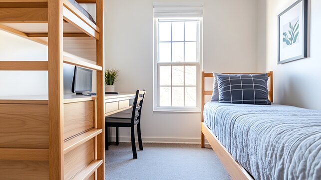 Modern Bedroom Design  Twin Bed  Desk  Built in Shelves