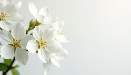 Delicate white blossoms against a pure white background, white, background
