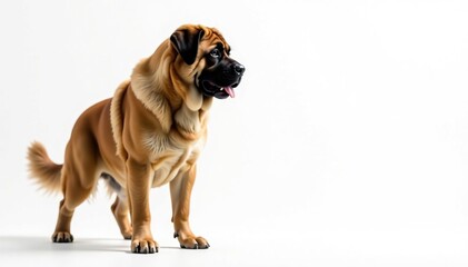 Obraz premium Majestic mastiff, powerful stance, white background, canine portrait, isolated dog