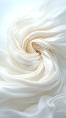 Swirling White Silk Fabric Texture.