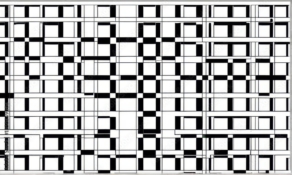 Aufkleber abstract black and white geometric pattern with intersecting lines and squares