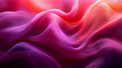 Fototapeta premium Flowing silk-like waves of deep magenta and coral creating a vibrant and dynamic abstract background 