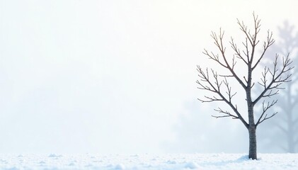 Fototapeta premium Single branches against a snowy white background, bare, white