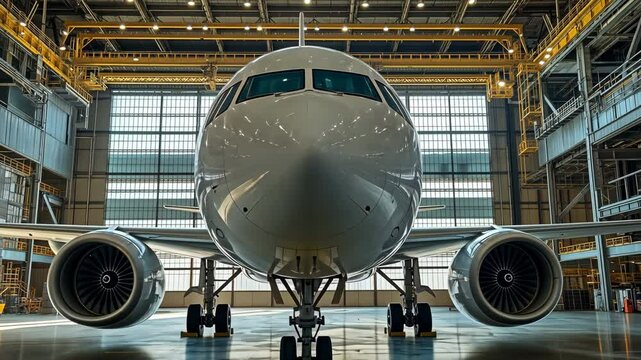 The aircraft is ready for overhaul at the hangar.