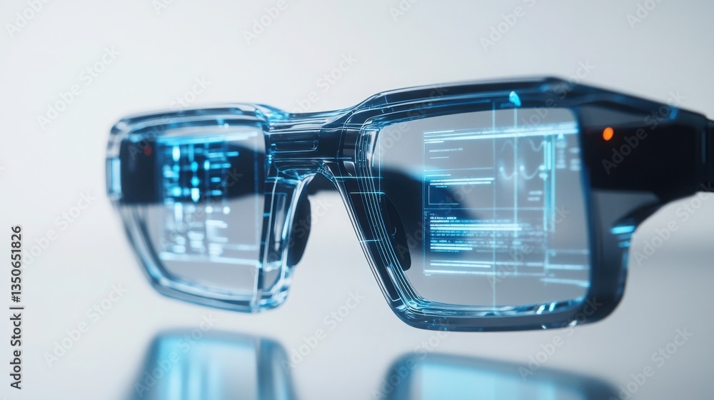 Poster Futuristic Smart Glasses with Advanced Interface Displaying Data