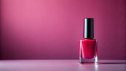 Bold Vertical Overview of Nail Polish Bottle with High Contrast on Solid Color Backdrop for Design Use