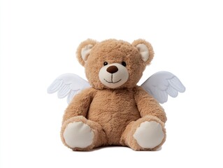 Obraz premium Stuffed teddy bear with wings, studio shot
