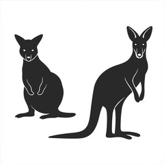 Fox Kangaroo silhouette vector illustration