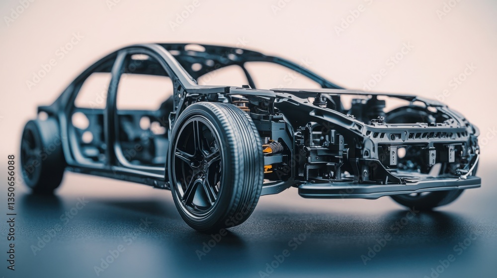 Poster 3d printed car frame for replacement of old automotive structures