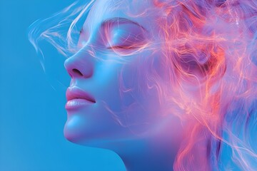 Silent Struggle: A Woman’s Head Within a Firing Brain, Symbolizing Depression and Mental Health