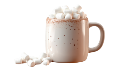 Marshmallow-Filled Delight: A steaming mug of hot cocoa, overflowing with fluffy marshmallows, promises warmth and comfort on a chilly day. A visual treat to the senses!