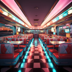 Retro diner with neon lights