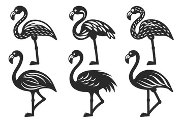 set of Flamingo silhouette vector illustration