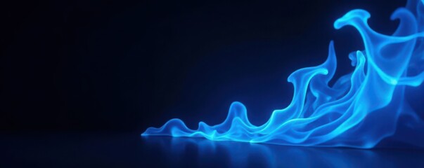 Ethereal blue flames dance against a stark black background , ethereal, detail