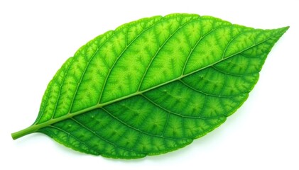 Isolated leaf with intricate veins on white background, greenery, botanical garden