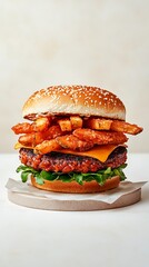 Vegan Burger with Sweet Potato Fries.