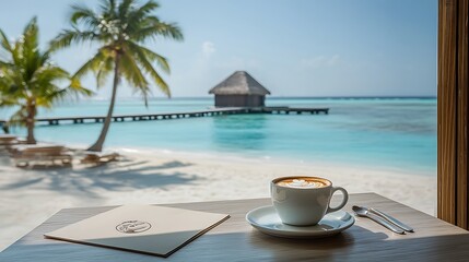 Tropical Coffee Beach View.