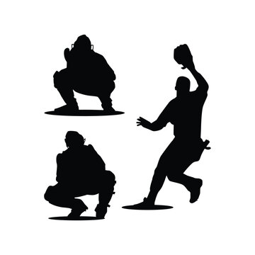 CATCHER BASEBALL SILHOUETTE VECTOR PACK