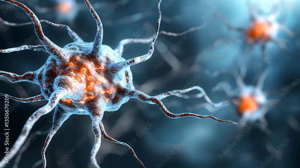 Aufkleber digital brain activation exploring neuron networks in fitness virtual environment scientific visuali