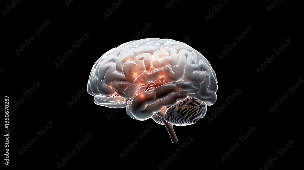 Aufkleber illuminated digital brain representing fitness neurons virtual environment 3d visualization scientif