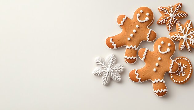 Festive Gingerbread Cookies on White.