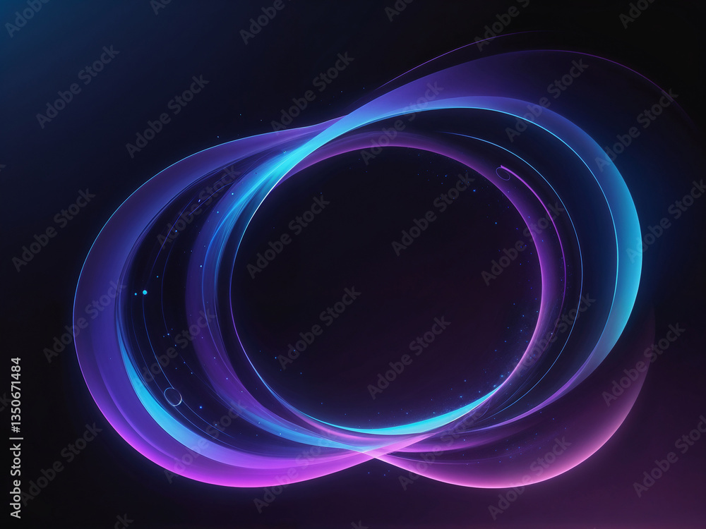 Wall mural abstract glow modern circles lines wavy in round frame smooth flowing dynamic blue purple gradient l