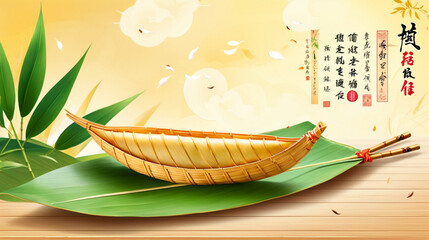 Zongzi on bamboo leaf