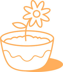 Flower Plant Line Art Element