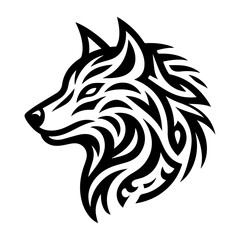 Stylized Animal Art - Tribal Wolf Head Tattoo