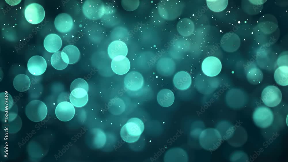Poster looping animation green blurred bokeh background with abstract light circles, perfect for festive ho