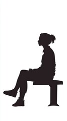 A Silhouette of a Person Seated on a Bench Side View