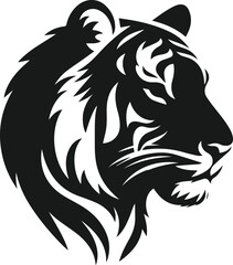 Fototapeta premium vector illustration of a tiger head appearing thoughtful