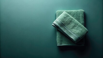 Overhead Flat Lay of a Towel on a Bold Solid Color Backdrop, High-Contrast Low Light Photography for Minimalist Design and Copy Space