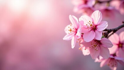 Fototapeta premium Delicate pink cherry blossoms, soft petals, gentle breeze , cherry blossom, soft pink, beautiful