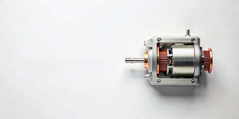 Detailed Closeup of a Compact Electric Motor Engineering Precision and Power in a Miniature Machine