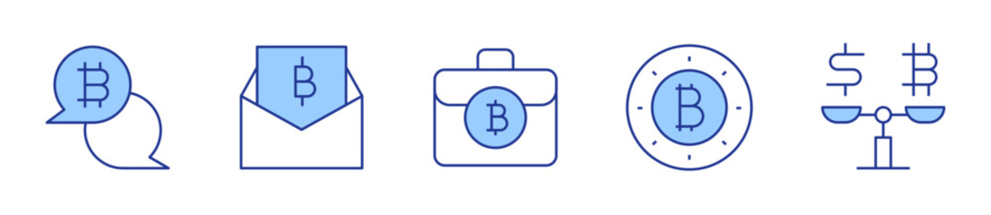 balance, bitcoin. Bitcoin Icon vector illustration. Line Duotone style. Editable stroke